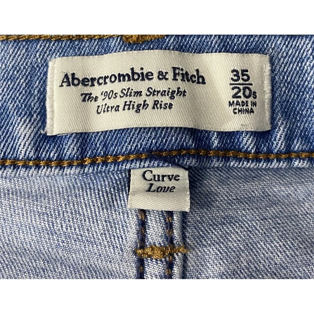 Abercrombie & Fitch 90's Slim Straight Ultra High‎ Rise Curve Love Jeans 35 20s